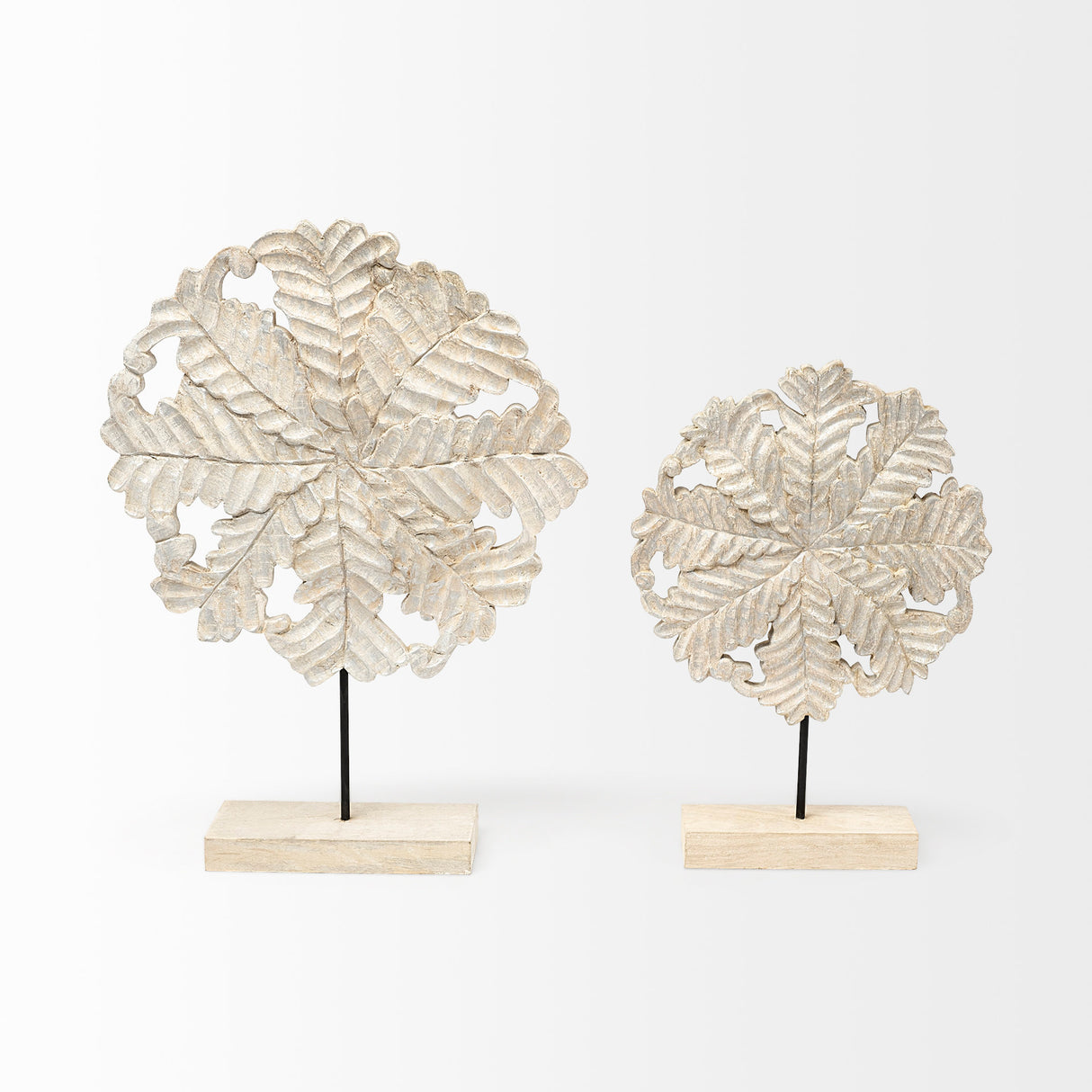 Kamara II (Large) 16L x 4W White Washed Wood W/Antiqued Silver Botanical Decorative Object from Mercana - Luna Furniture