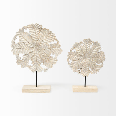 Kamara II (Large) 16L x 4W White Washed Wood W/Antiqued Silver Botanical Decorative Object from Mercana - Luna Furniture