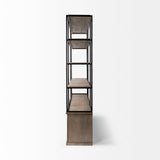 Braxton I Light Brown Wood and Iron Three Shelf Shelving Unit 81.5L x 18.5W x 90 from Mercana - Luna Furniture