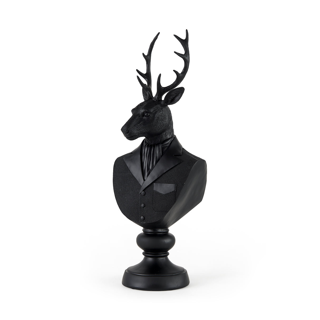 Mozart 8.2L x 6.0W x 22.5H Black Painted Resin Deer Bust from Mercana - Luna Furniture