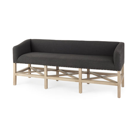 Bergen 60.0L x 19.0W x 25.5H Dark Gray Fabric W/ Light Brown Wooden Base Accent Bench from Mercana - Luna Furniture