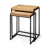 Karissa (Set of 2) 19.3L x 13W x 24.8H Light Brown Wood Top W/Black Metal Base Nesting Accent Tables from Mercana - Luna Furniture