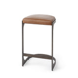 Tyson 17L x 18W x 28H Brown Leather W/ Metal Frame Counter Stool from Mercana - Luna Furniture