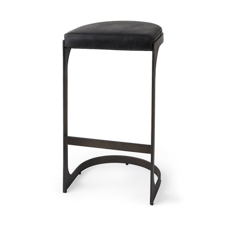 Tyson 17L x 18W x 31H Black Leather W/ Metal Frame Bar Stool from Mercana - Luna Furniture