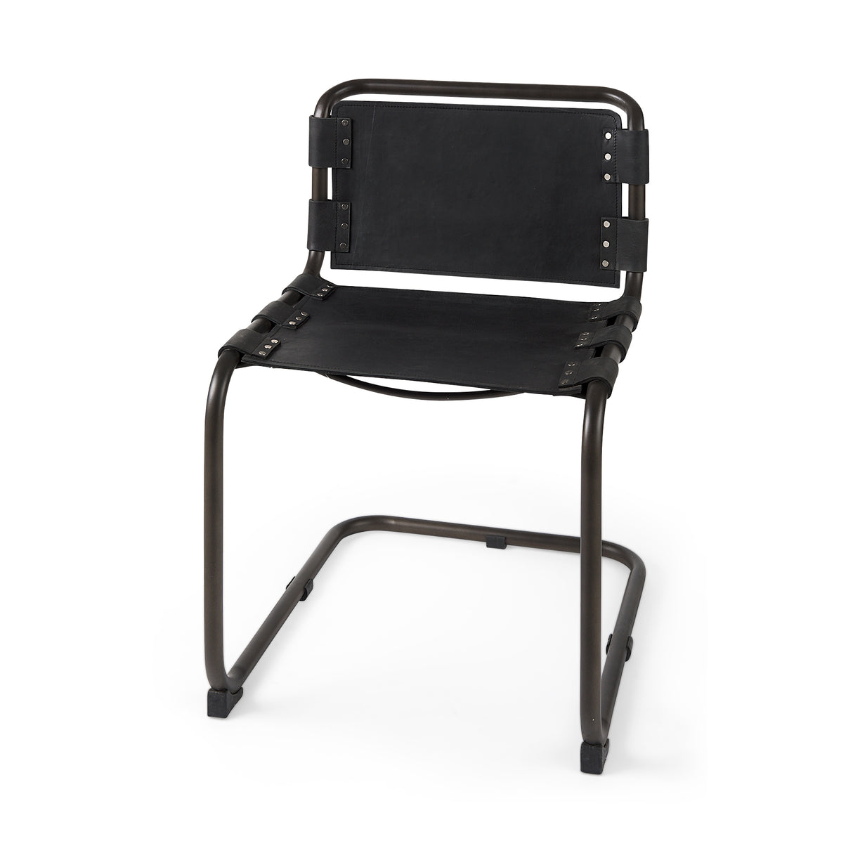 Berbick 33" Total Height Black Leather w/ Iron Frame Dining Chair from Mercana - Luna Furniture