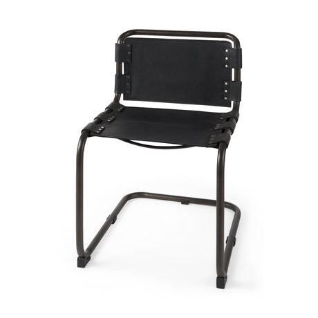 Berbick 33" Total Height Black Leather w/ Iron Frame Dining Chair from Mercana - Luna Furniture