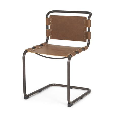 Berbick 33" Total Height Medium Brown Leather w/ Iron Frame Dining Chair from Mercana - Luna Furniture
