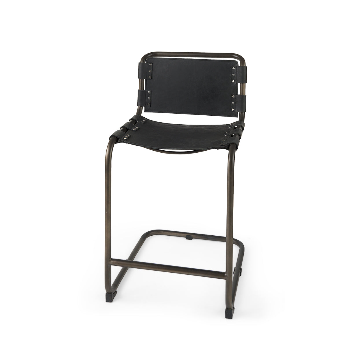 Berbick 21L x 25W x 38H Black Leather W/ Iron Frame Counter Stool from Mercana - Luna Furniture