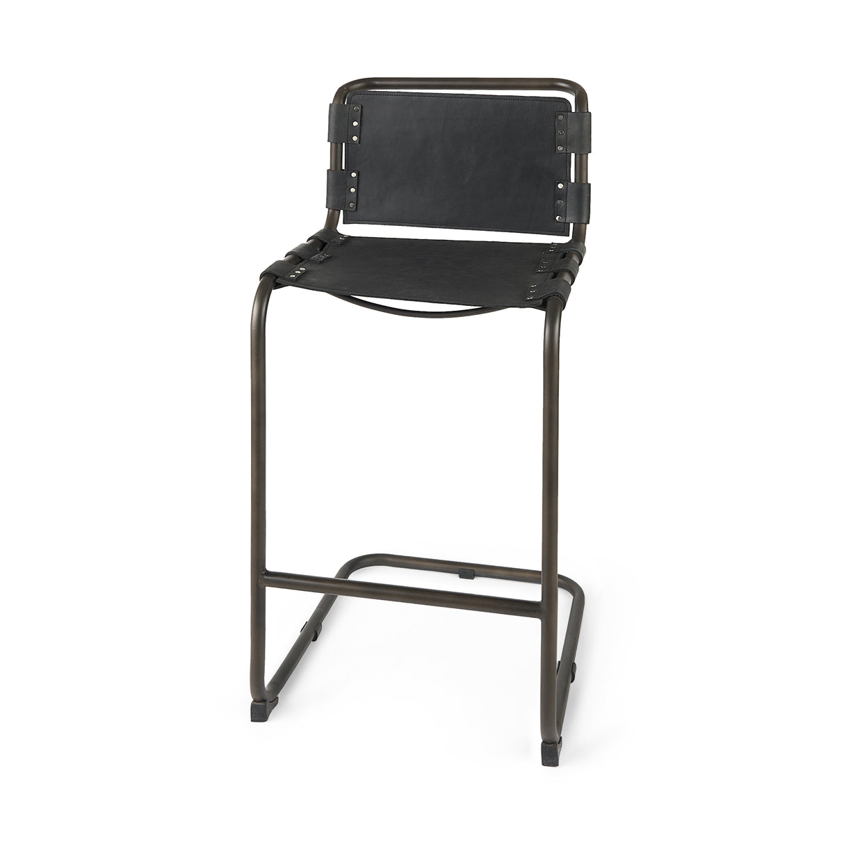 Berbick 43" Total Height Black Leather w/ Iron Frame Bar Stool from Mercana - Luna Furniture