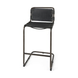 Berbick 43" Total Height Black Leather w/ Iron Frame Bar Stool from Mercana - Luna Furniture