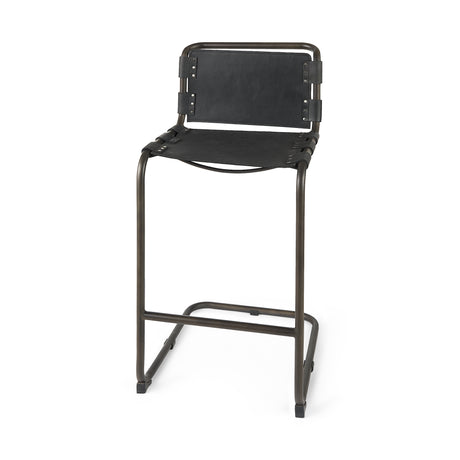 Berbick 43" Total Height Black Leather w/ Iron Frame Bar Stool from Mercana - Luna Furniture