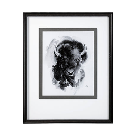Bison I by Mercana Studio a Hand Embellished Textured Framed Art Print Matted under Glass from Mercana - Luna Furniture