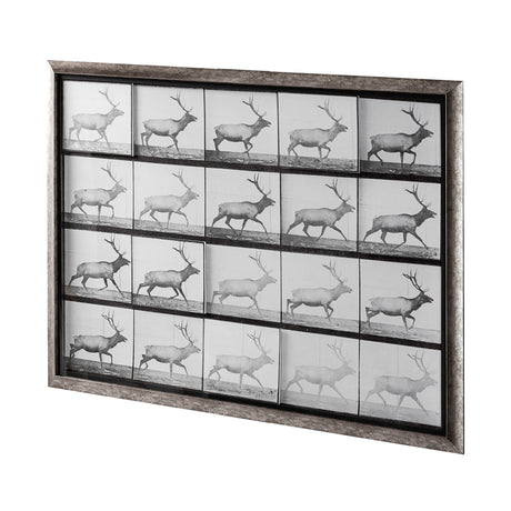 Elk Trotting by Eadweard Muybridge a Hand Embellished Textured Framed Art Print Matted under Glass from Mercana - Luna Furniture