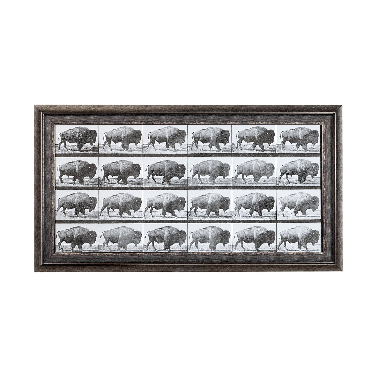 Buffalo Walking by Eadweard Muybridge Hand Embellished Textured Framed Art Print Matted under Glass from Mercana - Luna Furniture