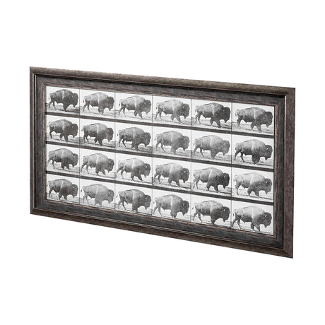 Buffalo Walking by Eadweard Muybridge Hand Embellished Textured Framed Art Print Matted under Glass from Mercana - Luna Furniture