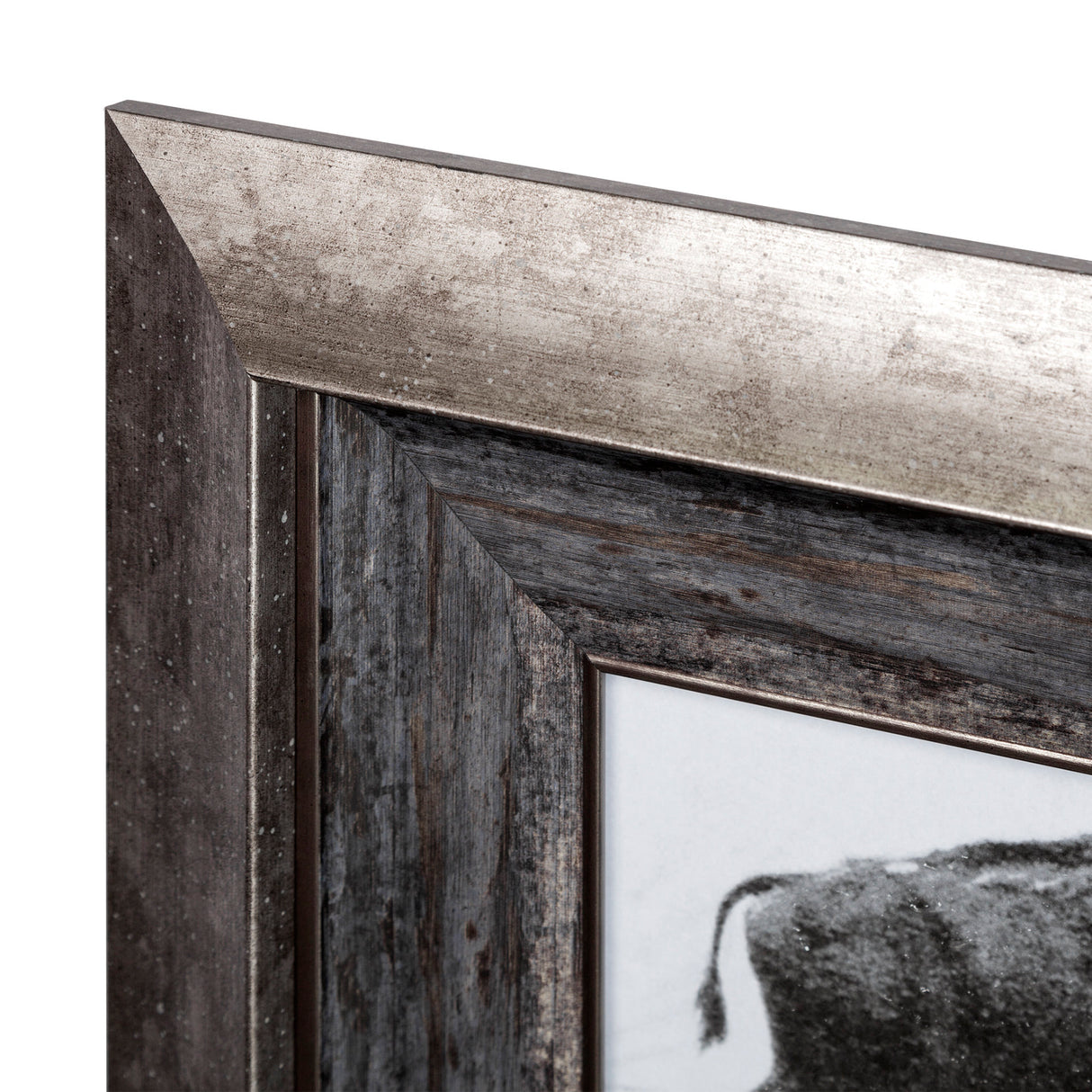 Buffalo Walking by Eadweard Muybridge Hand Embellished Textured Framed Art Print Matted under Glass from Mercana - Luna Furniture