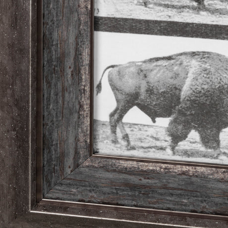 Buffalo Walking by Eadweard Muybridge Hand Embellished Textured Framed Art Print Matted under Glass from Mercana - Luna Furniture