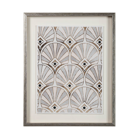 Deco Patterning I by Victoria Barnes a Hand Embellished Textured Framed Art Print Matted under Glass from Mercana - Luna Furniture