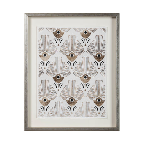 Deco Patterning III by Victoria Barnes Hand Embellished Textured Framed Art Print Matted under Glass from Mercana - Luna Furniture