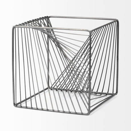 Rochon 8L x 8W Gray Metal Decorative Cube from Mercana - Luna Furniture