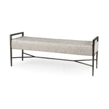 Charlotte 55.0L Gray Herringbone Fabric Seat w/ Antique Nickel Metal Frame Bench from Mercana - Luna Furniture
