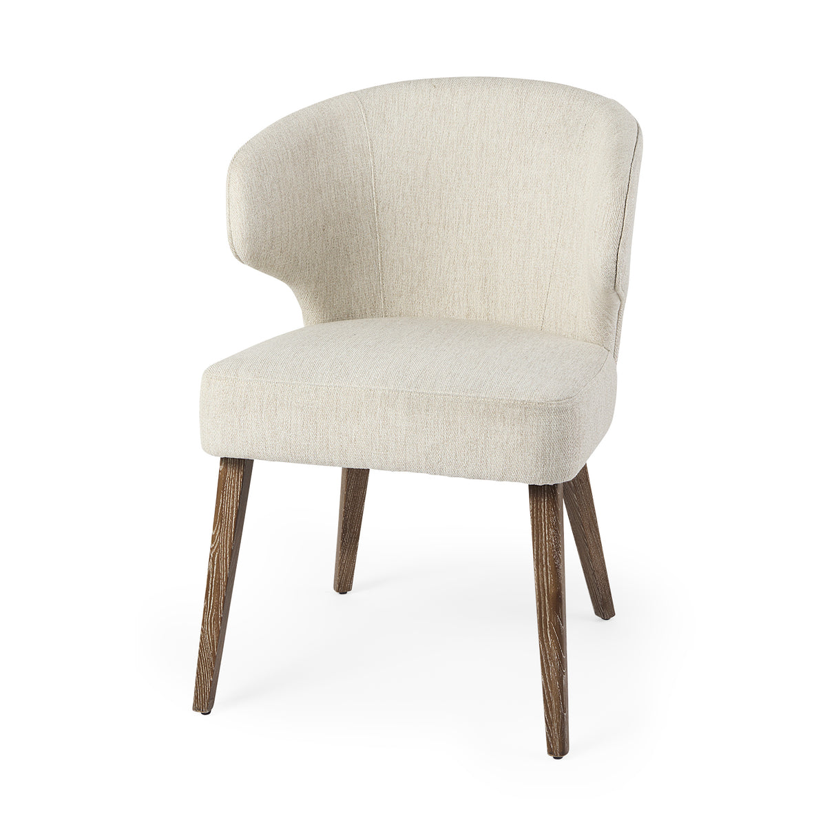 Niles 22.5L x 24.0W x 32.0H Cream Fabric Seat W/ Medium Brown Wooden Legs Wingback Dining Chair from Mercana - Luna Furniture