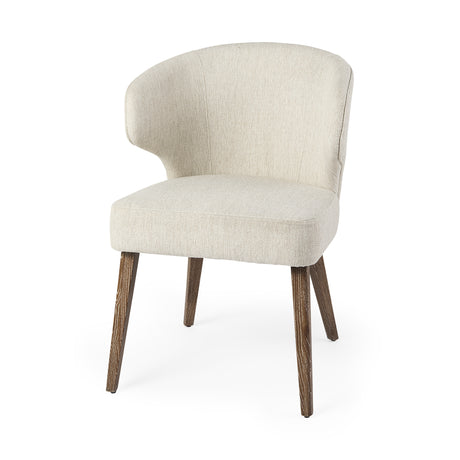 Niles 22.5L x 24.0W x 32.0H Cream Fabric Seat W/ Medium Brown Wooden Legs Wingback Dining Chair from Mercana - Luna Furniture