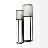 Steen Set of Two Black Meshed Metal Candle Holder Lanterns from Mercana - Luna Furniture
