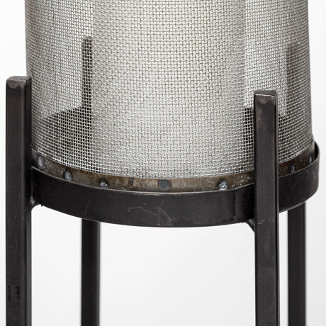 Steen Set of Two Black Meshed Metal Candle Holder Lanterns from Mercana - Luna Furniture