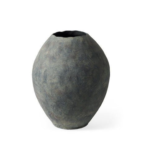 Gobi 16L x 20H Small Gray Ceramic Oval Vase from Mercana - Luna Furniture