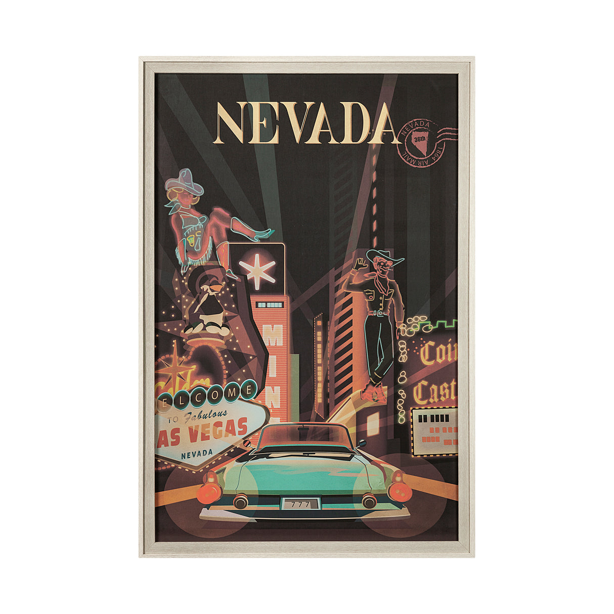 Nevada Go USA (XL) by Mercana Studio a Hand Embelished Decograph Framed Art Print under Glass from Mercana - Luna Furniture