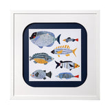 Patterned Fish I by Victoria Barnes a Hand Embellished Textured Framed Art Print Matted under Glass from Mercana - Luna Furniture
