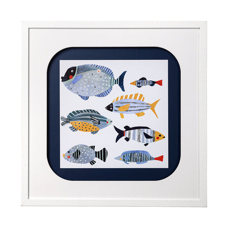 Patterned Fish I by Victoria Barnes a Hand Embellished Textured Framed Art Print Matted under Glass from Mercana - Luna Furniture