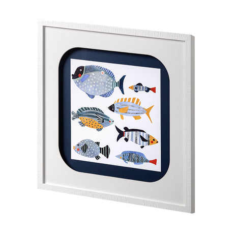 Patterned Fish I by Victoria Barnes a Hand Embellished Textured Framed Art Print Matted under Glass from Mercana - Luna Furniture