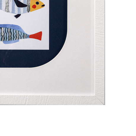 Patterned Fish I by Victoria Barnes a Hand Embellished Textured Framed Art Print Matted under Glass from Mercana - Luna Furniture