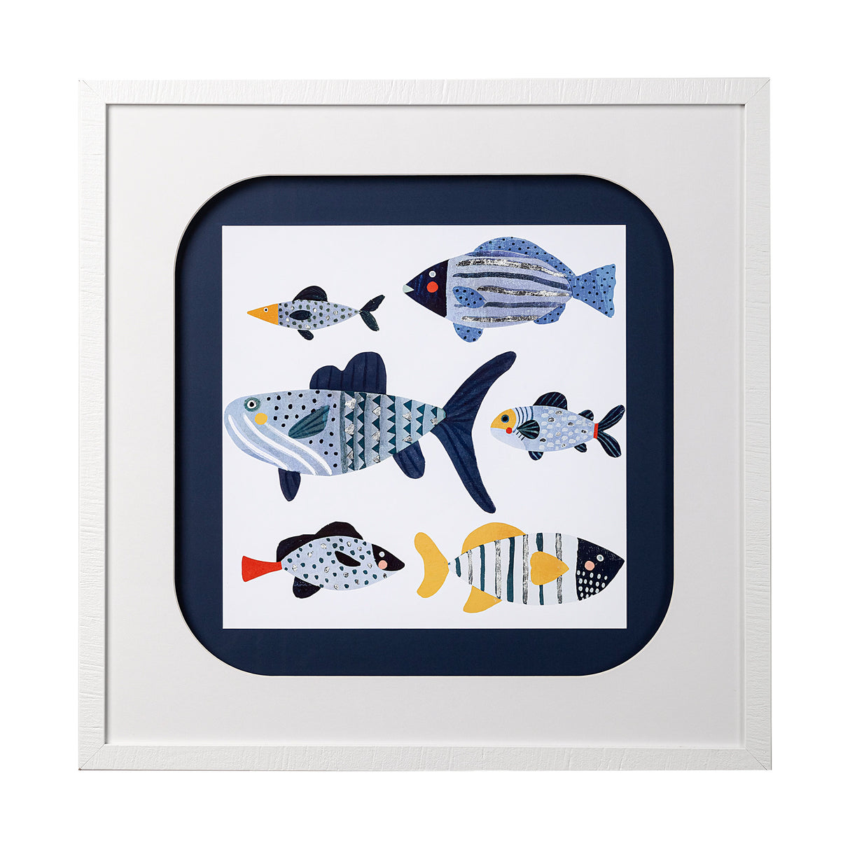 Patterned Fish II by Victoria Barnes a Hand Embellished Textured Framed Art Print Matted under Glass from Mercana - Luna Furniture