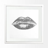 Glitter Lips I Silver by Victoria Barnes Hand Embellished Framed Art Print Matted under Glass from Mercana - Luna Furniture