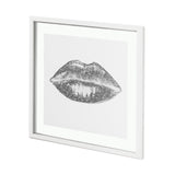 Glitter Lips I Silver by Victoria Barnes Hand Embellished Framed Art Print Matted under Glass from Mercana - Luna Furniture