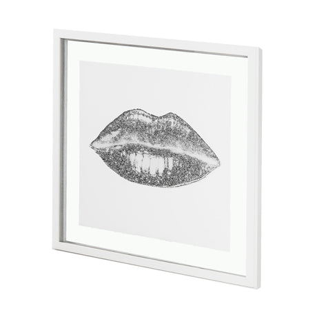 Glitter Lips I Silver by Victoria Barnes Hand Embellished Framed Art Print Matted under Glass from Mercana - Luna Furniture