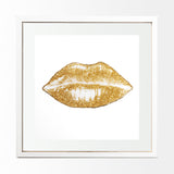 Glitter Lips II Gold by Victoria Barnes Hand Embellished Textured Framed Art Print Matted under Glas from Mercana - Luna Furniture