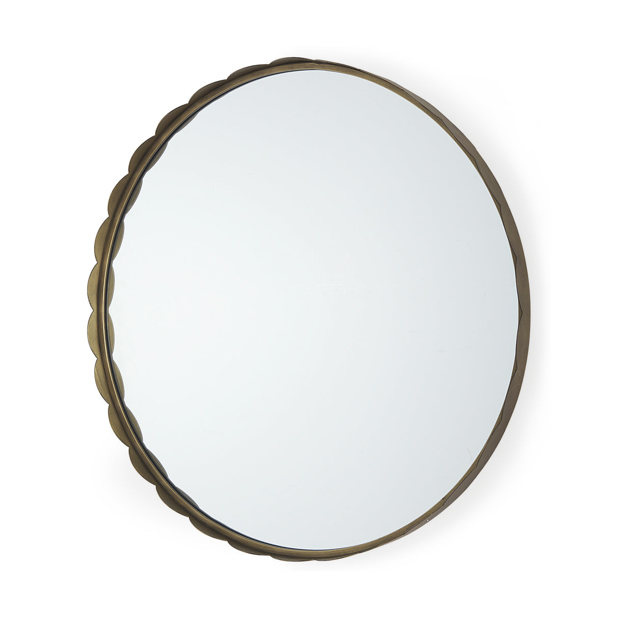 Adelaide 29.7" Gold Metal Scallop Edge Round Mirror from Mercana - Luna Furniture