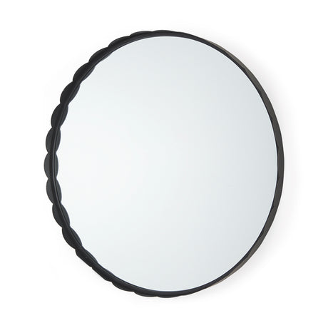 Adelaide 29.7"Black Metal Scallop Edge Round Mirror from Mercana - Luna Furniture