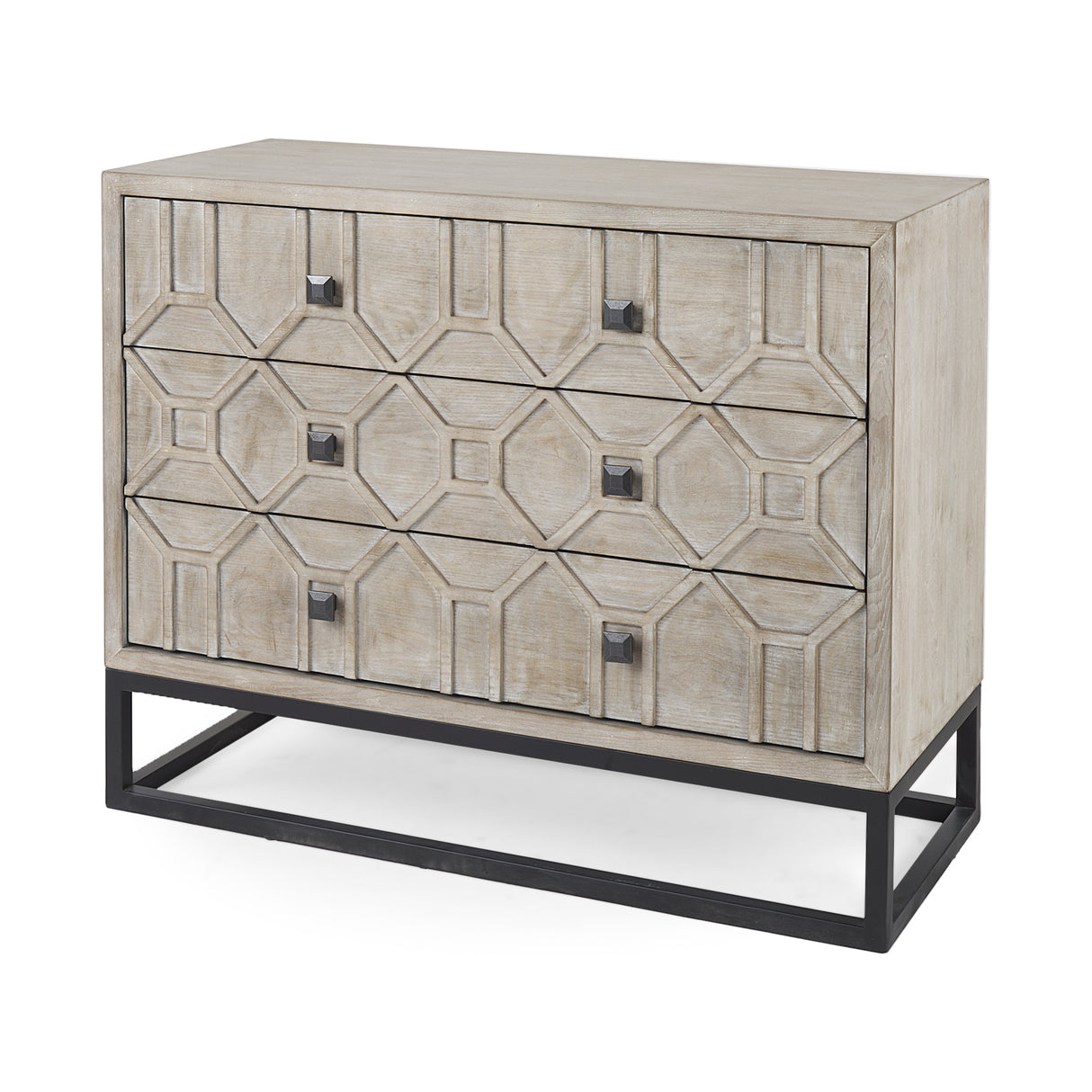 Genevieve I 39L x 16W Light Brown Fir Veneer 3 Drawer Accent Cabinet from Mercana - Luna Furniture