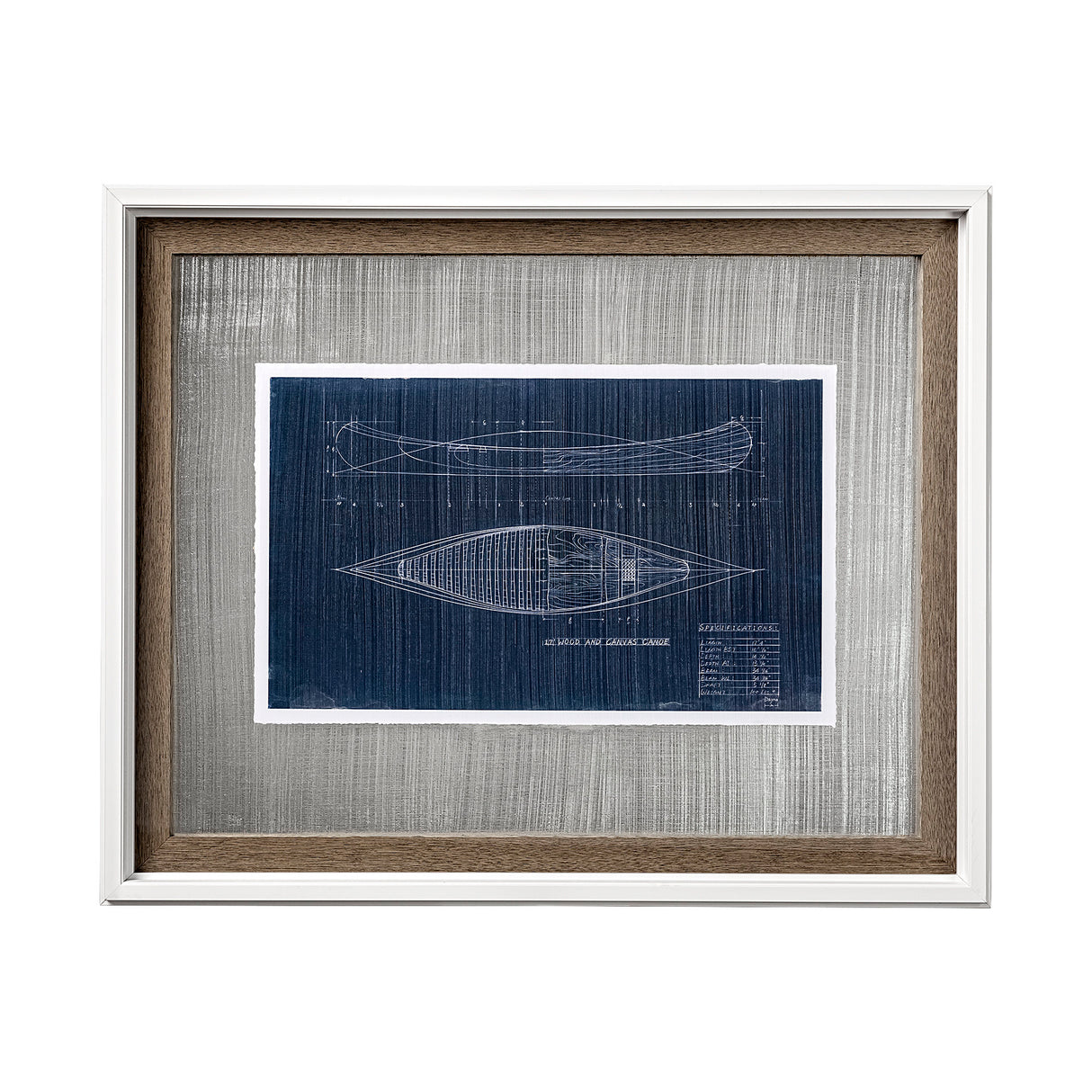 Canoe Blueprint by Dayna a Hand Embellished Textured Framed Art Print Matted under Glass from Mercana - Luna Furniture
