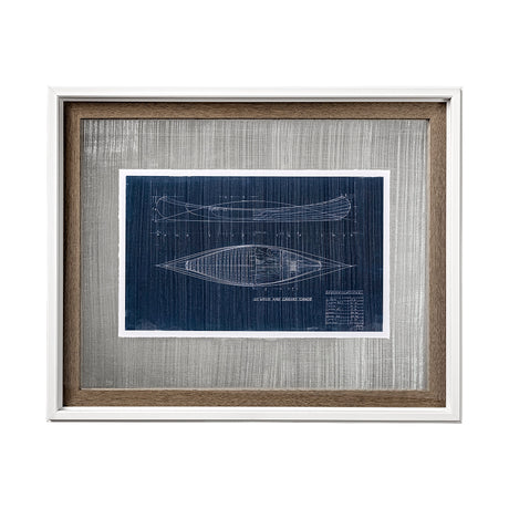 Canoe Blueprint by Dayna a Hand Embellished Textured Framed Art Print Matted under Glass from Mercana - Luna Furniture