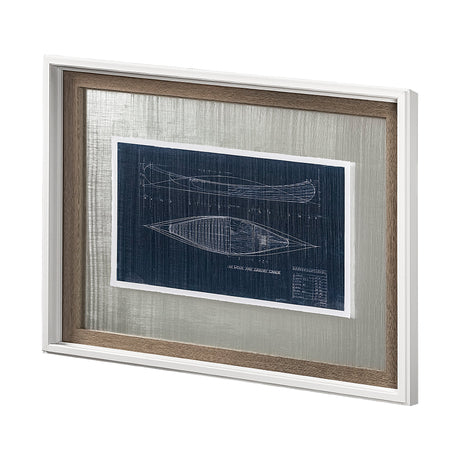 Canoe Blueprint by Dayna a Hand Embellished Textured Framed Art Print Matted under Glass from Mercana - Luna Furniture