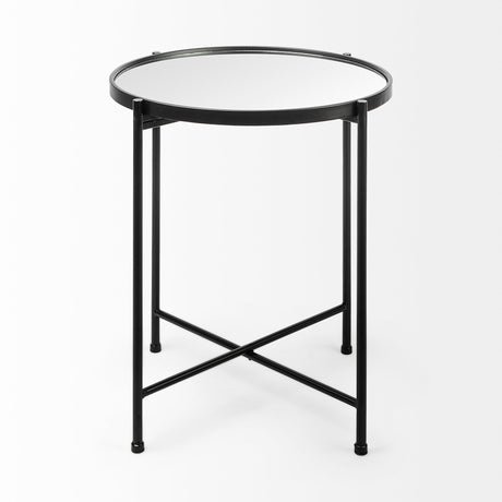 Samantha (Small) Black Mirror Top Accent Table from Mercana - Luna Furniture