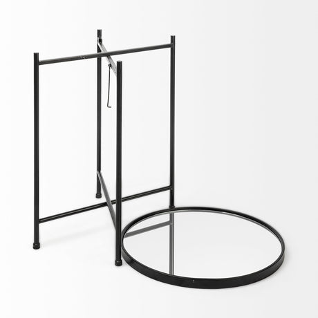 Samantha (Small) Black Mirror Top Accent Table from Mercana - Luna Furniture