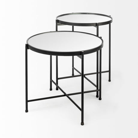 Samantha (Small) Black Mirror Top Accent Table from Mercana - Luna Furniture