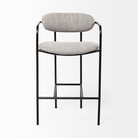 Parker Gray Fabric Seat Black Metal Counter Stool from Mercana - Luna Furniture